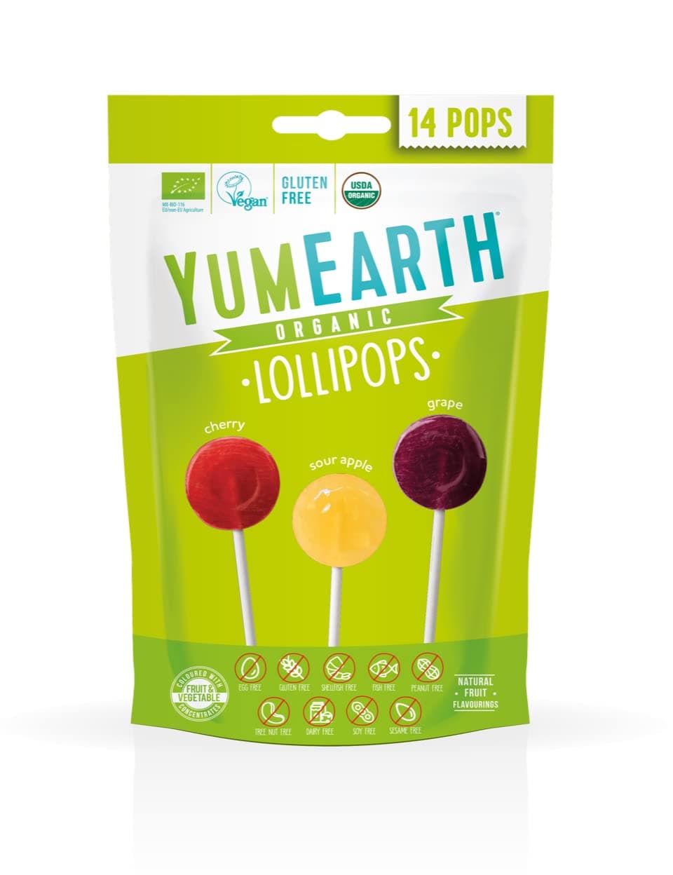 YUMEARTH Organic Sour Pops - 14 Pack