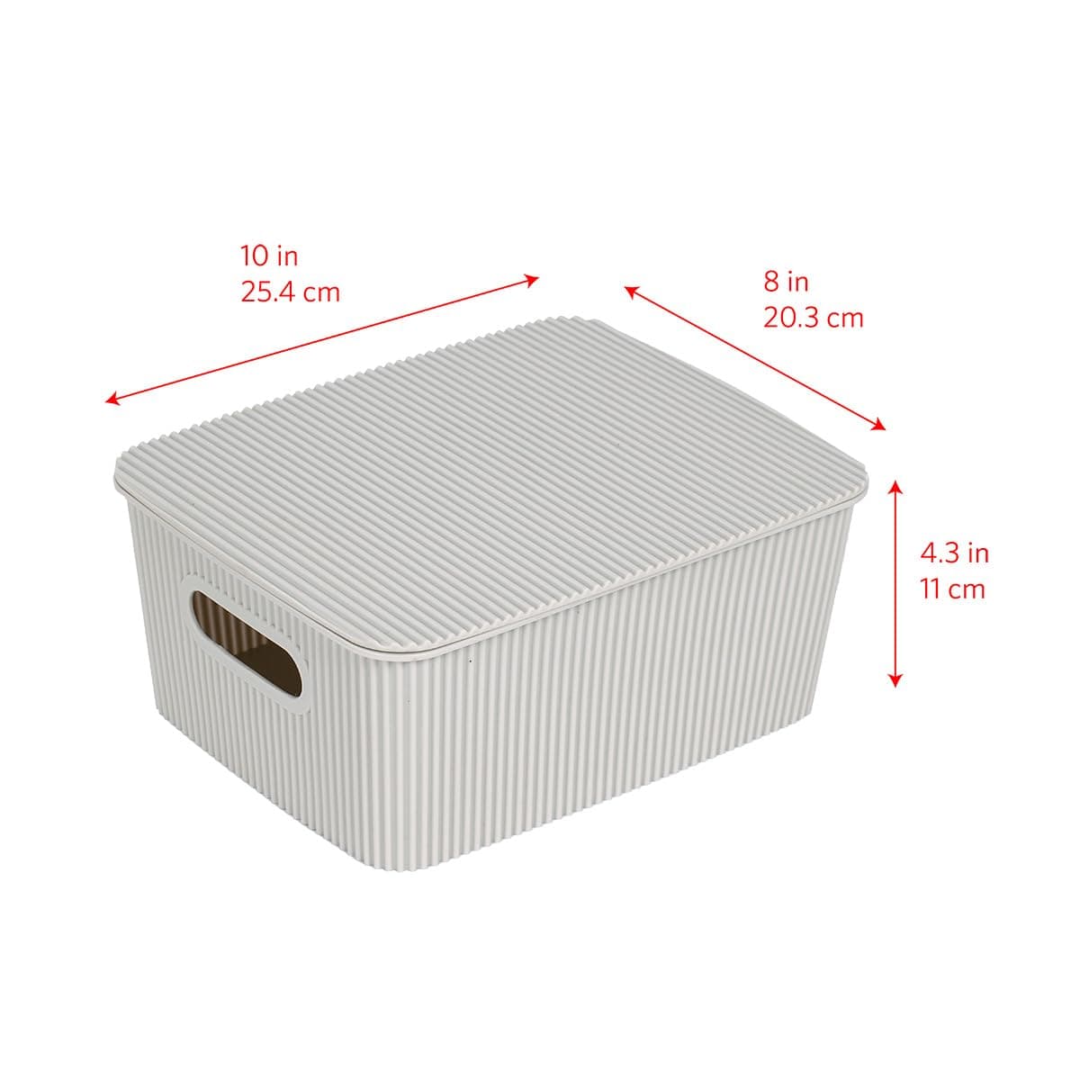 Glad Storage Baskets with Lids - Set of 6 Stackable Plastic Boxes with Handles - Decorative Shelf Organizer Bins for Bathroom and Closet, Grey, 1 Gallon