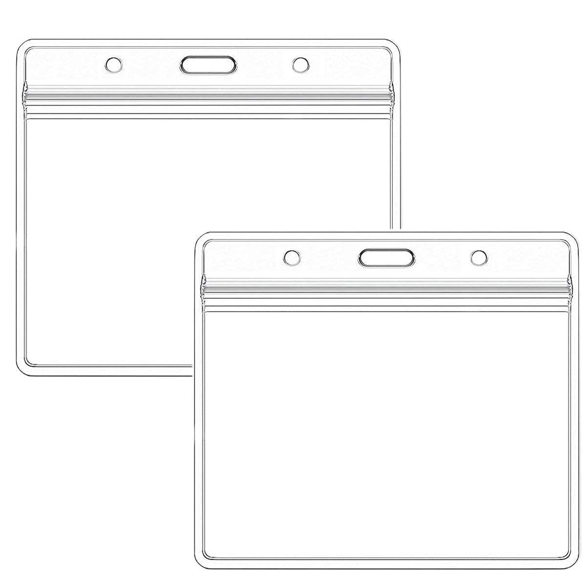 Extra Thick Horizontal ID Card Name Tag Badge Holder with Waterproof Type Resealable Zip (Holders, 20Packs)