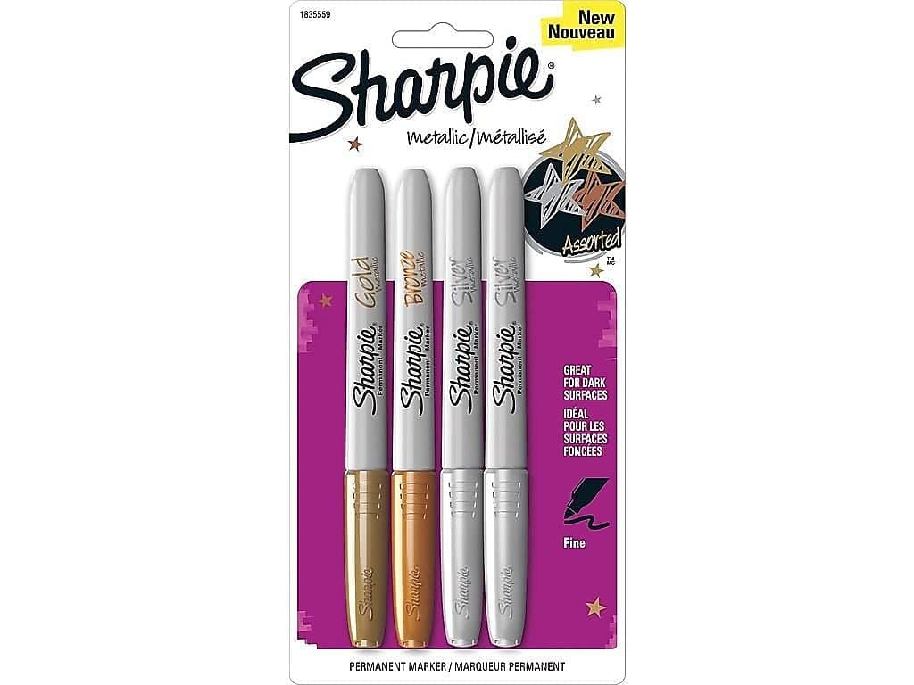 Fine Point Metallic Permanent Markers - Silver/Gold/Bronze (1-Pack of 4)