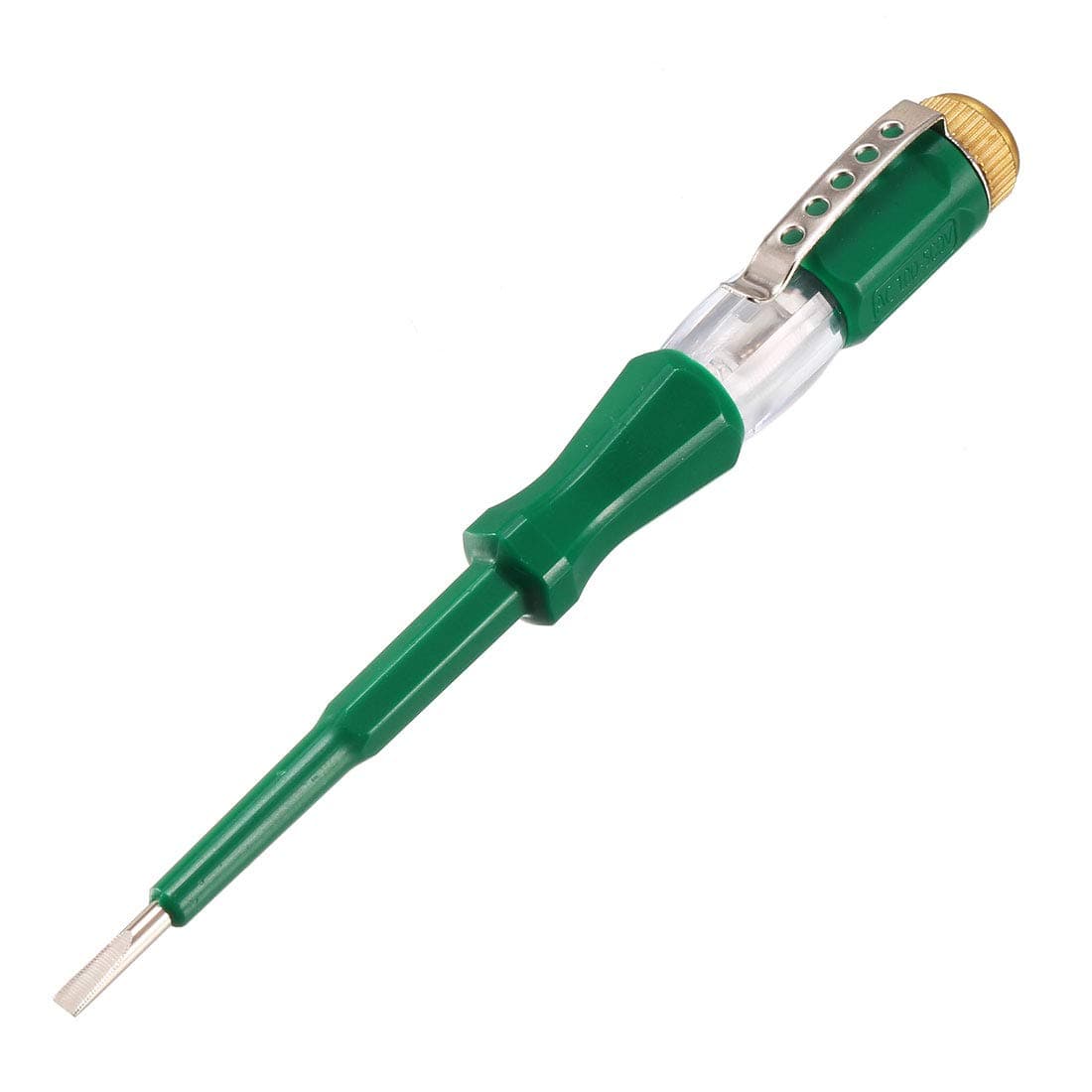 HamaLa Vol e Tester AC 100-500V with 3mm Slotted Screwdriver with Clip for Circuit Test, Green