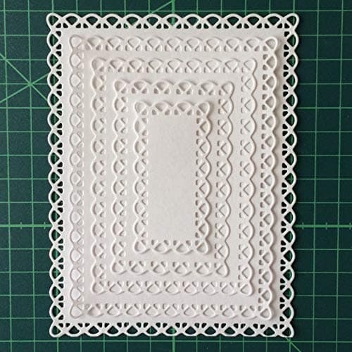 Armear Nested Stitched Scallop Rectangle Frame Cutting Dies, Metal Cutting Dies Stencils DIY Etched Dies Craft Paper Card Making Scrapbooking Embossing 10.7X13.9 cm