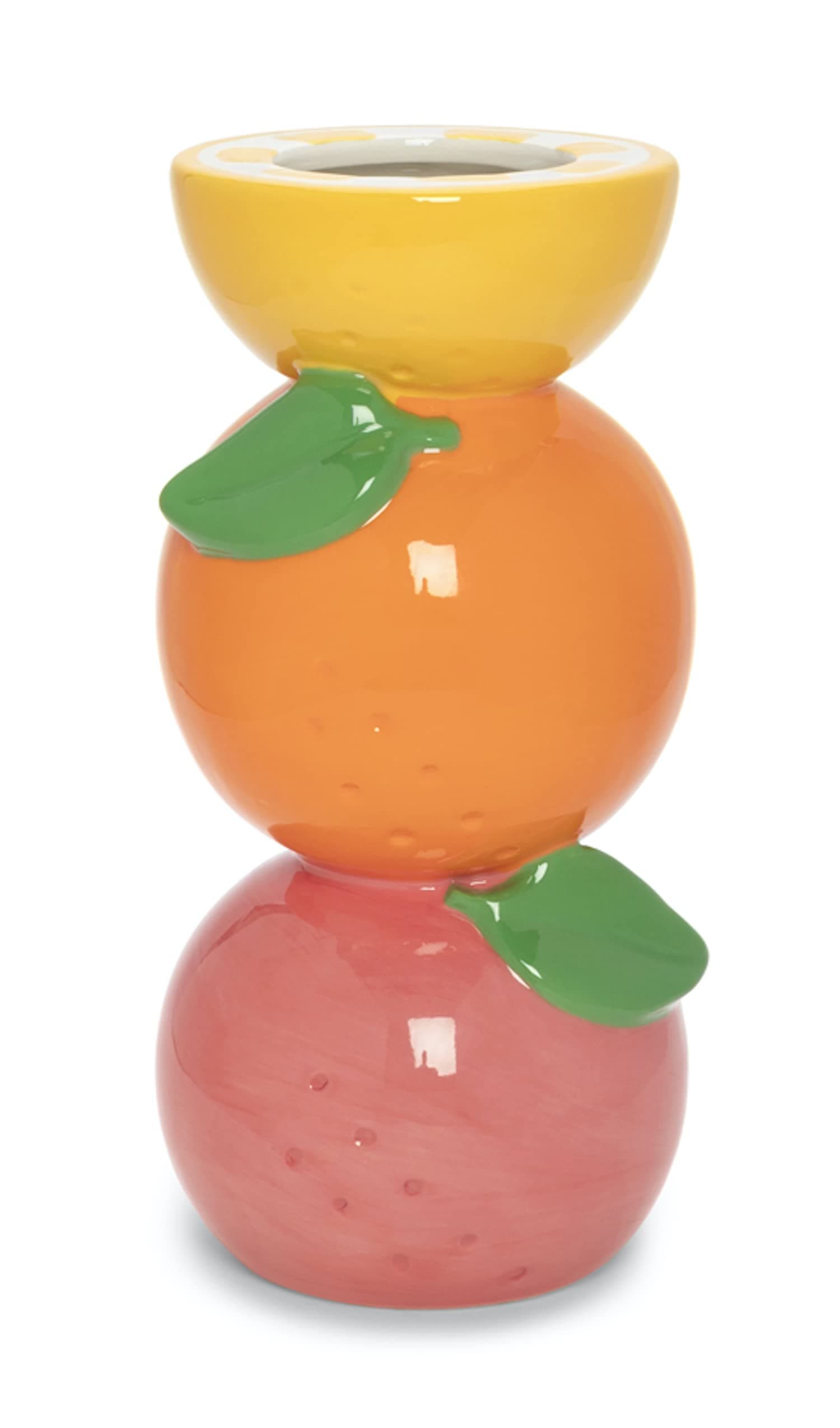 ban.do Decorative Ceramic Vase, Unique Home/Kitchen/Office Accent Decor, Stacked Citrus