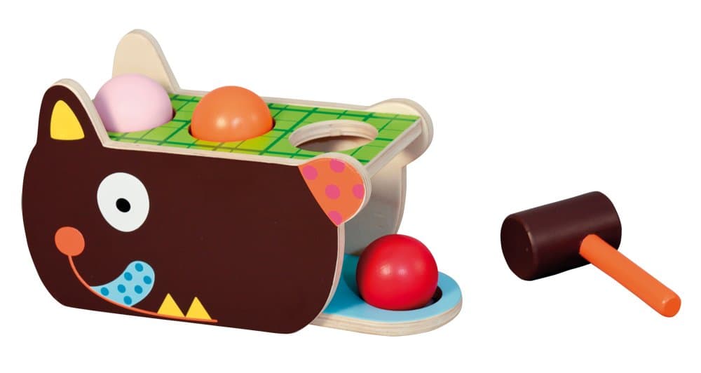 Crazy Cuddly Wolf Wood Pound-a-Ball Activity Toy