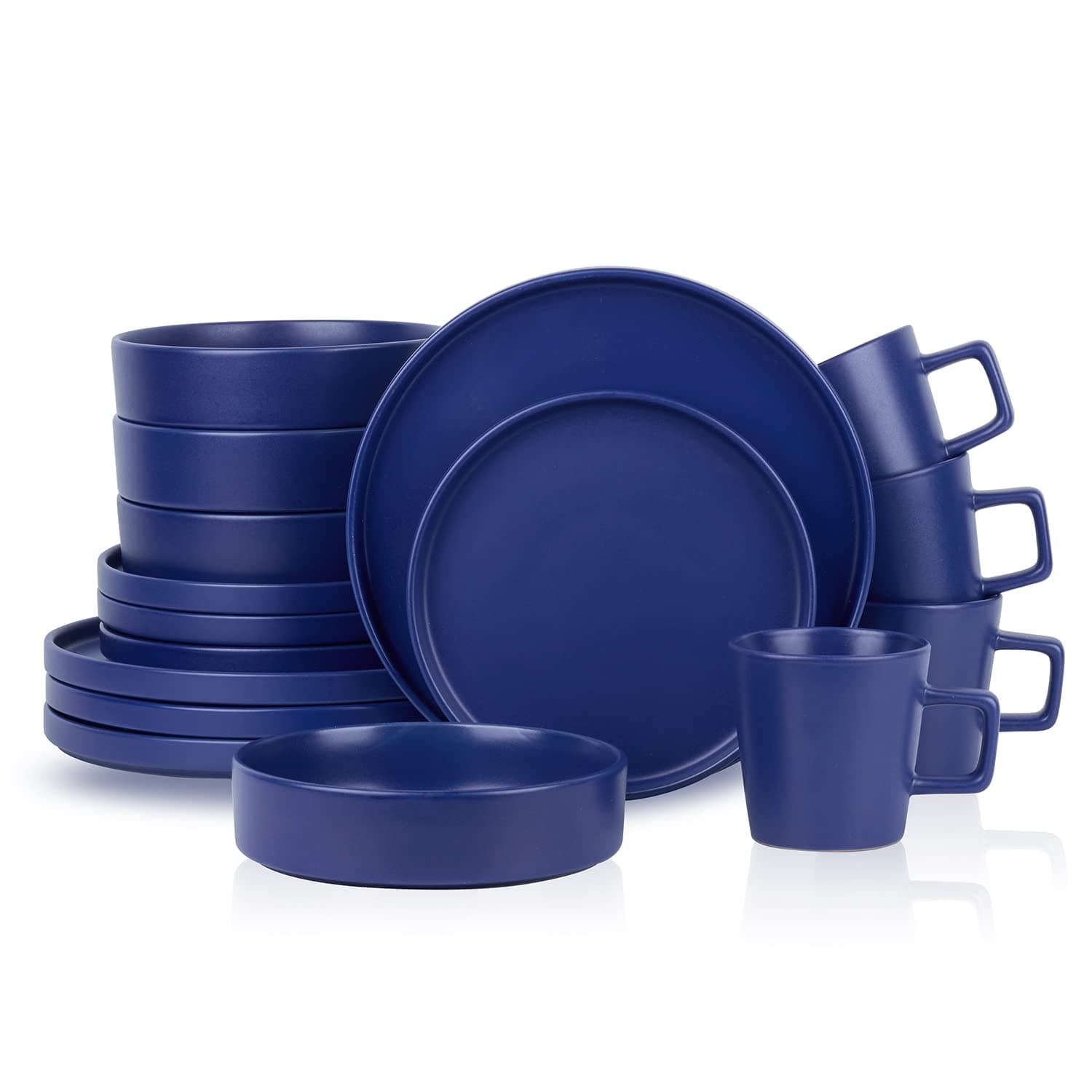 Cleo Stoneware Dinnerware Set, 16-Piece Service for 4, Blue