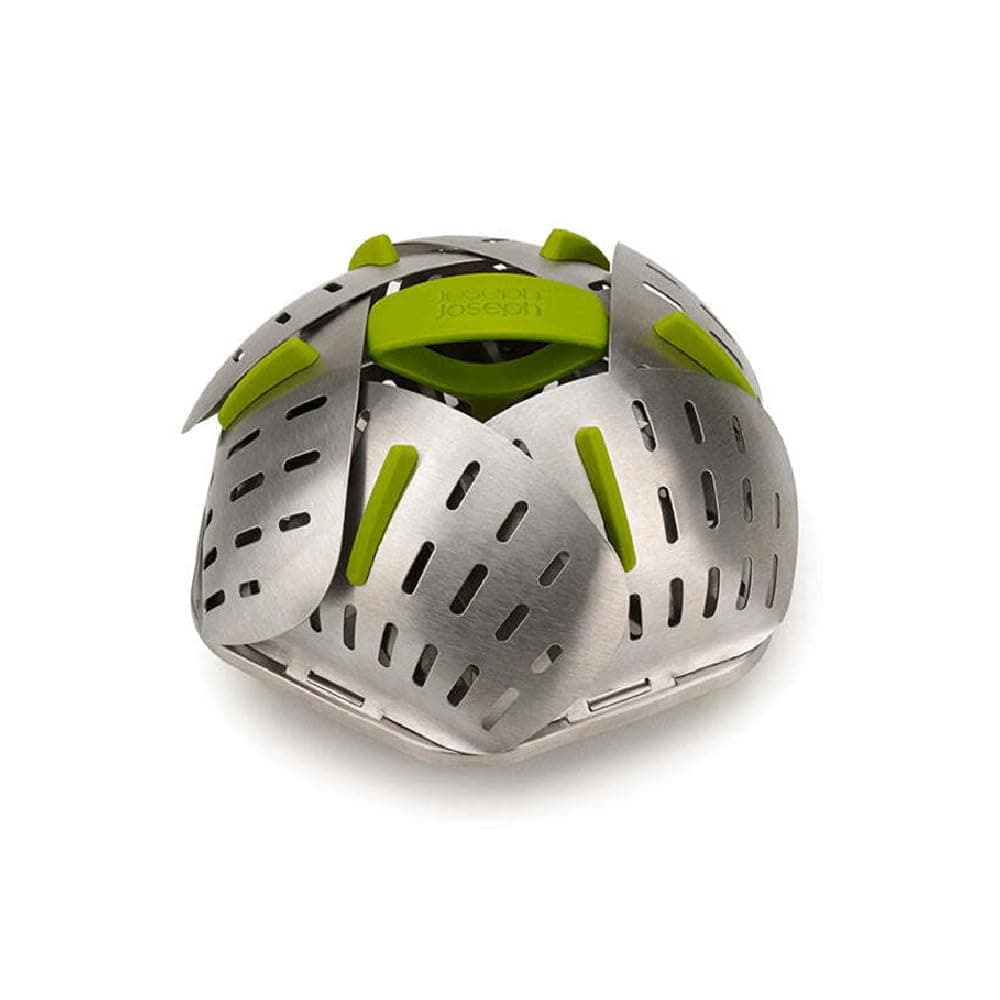 Joseph Joseph Bloom Folding Steamer Basket for Vegetables, compact storage - Stainless Steel, 24, Green