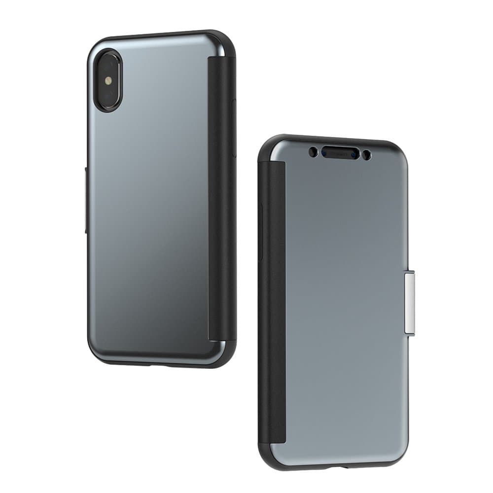 Moshi StealthCover for iPhone XS Case/iPhone X Case, Slim Folio Case 360 Degree Protection with Magnetic Clasp Front Cover for iPhone XS/X, Gunmetal Gray