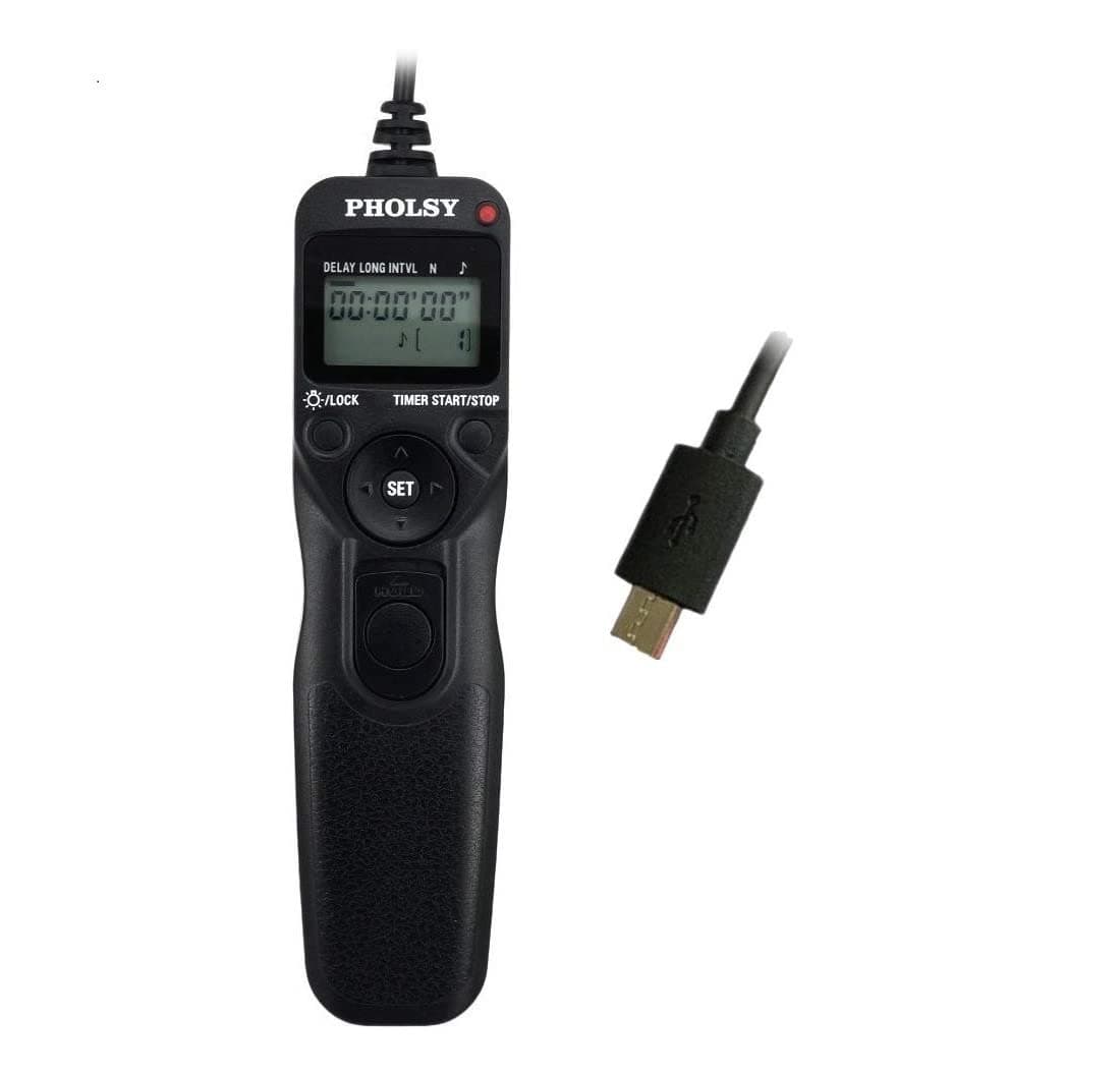 PHOLSY RR90 Timer Remote Control Cable with Intervalometer for Fujifilm GFX50S X-Pro2 X-H1 X-T2 X-T1 X-T10 X-T20 X-T100 X-E2S X-E2 X-E3 X-M1 X-A20 X-A5 X-A3 X-A2 X-A1 X-A10 X100F X100T X70 X30 XQ2 XQ1