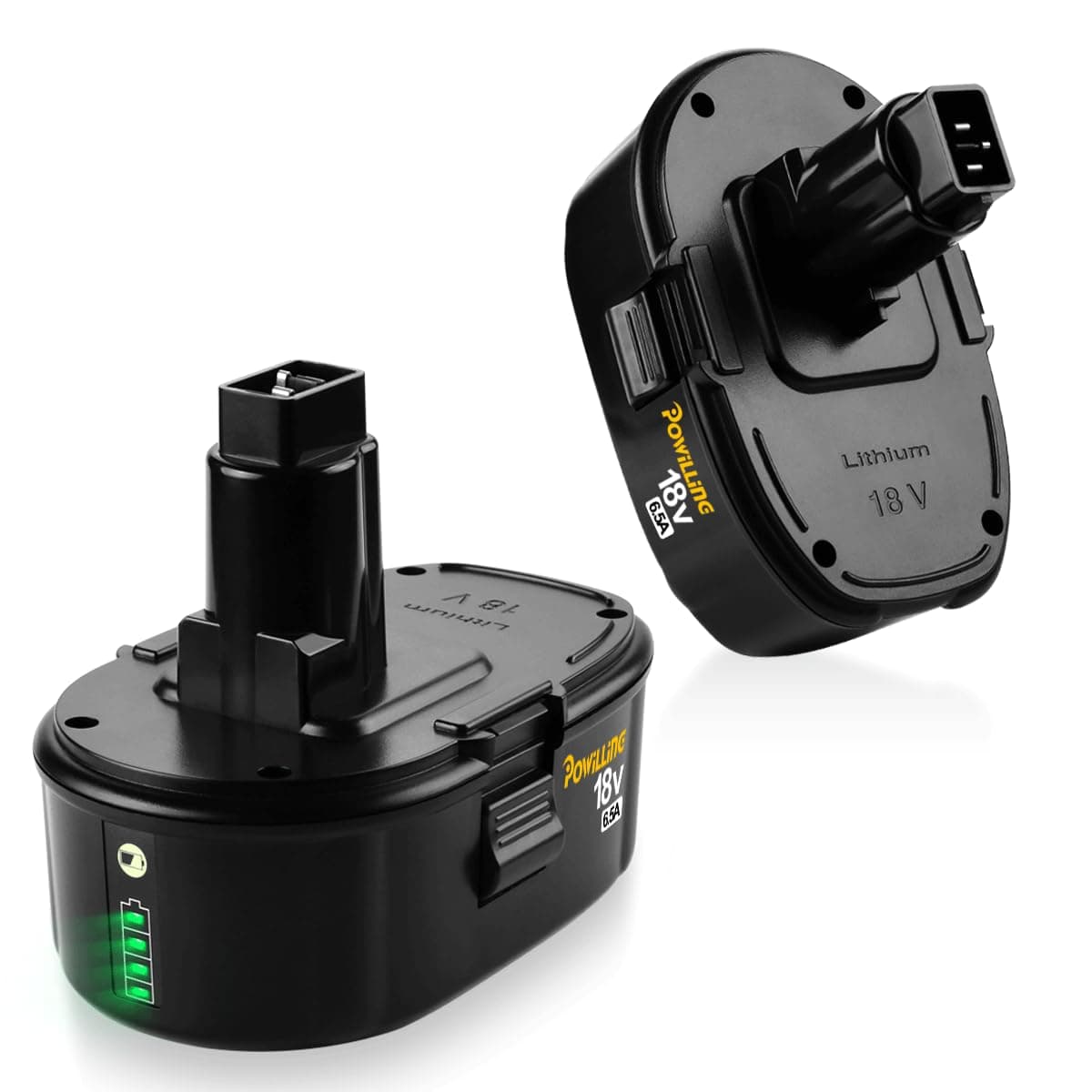 2Pack 6.5Ah Lithium-Ion Replacement Battery for Dewalt 18V XRP Ni-Cad Battery DC9096 DC9098 DC9099 DE9039 for Dewalt 18Volt Batteries