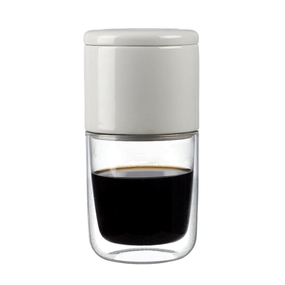 Pour Over Brewer Coffee Maker, Ceramic Coffee Filters incl Double-Walled Insulated Glasses, Ceramic Filter, Stainless Steel Filter No Paper Filter Reusable Ceramic Coffee Dripper