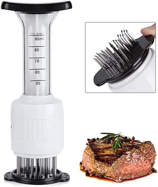 Cyrox Kitchen Accessories 2 in 1 Meat Tenderizer Needle Syringe Cook Sauces Marinated Meat Injector 3-oz Large Capacity Meat Flavor Injector (1Pcs)