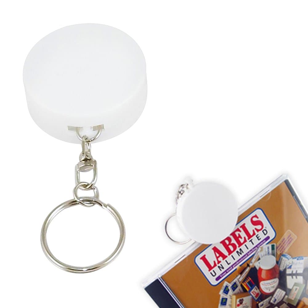 CD Package Slitter Fob On Swivel Key Ring - Opens CDs, DVDs, Movies - White.