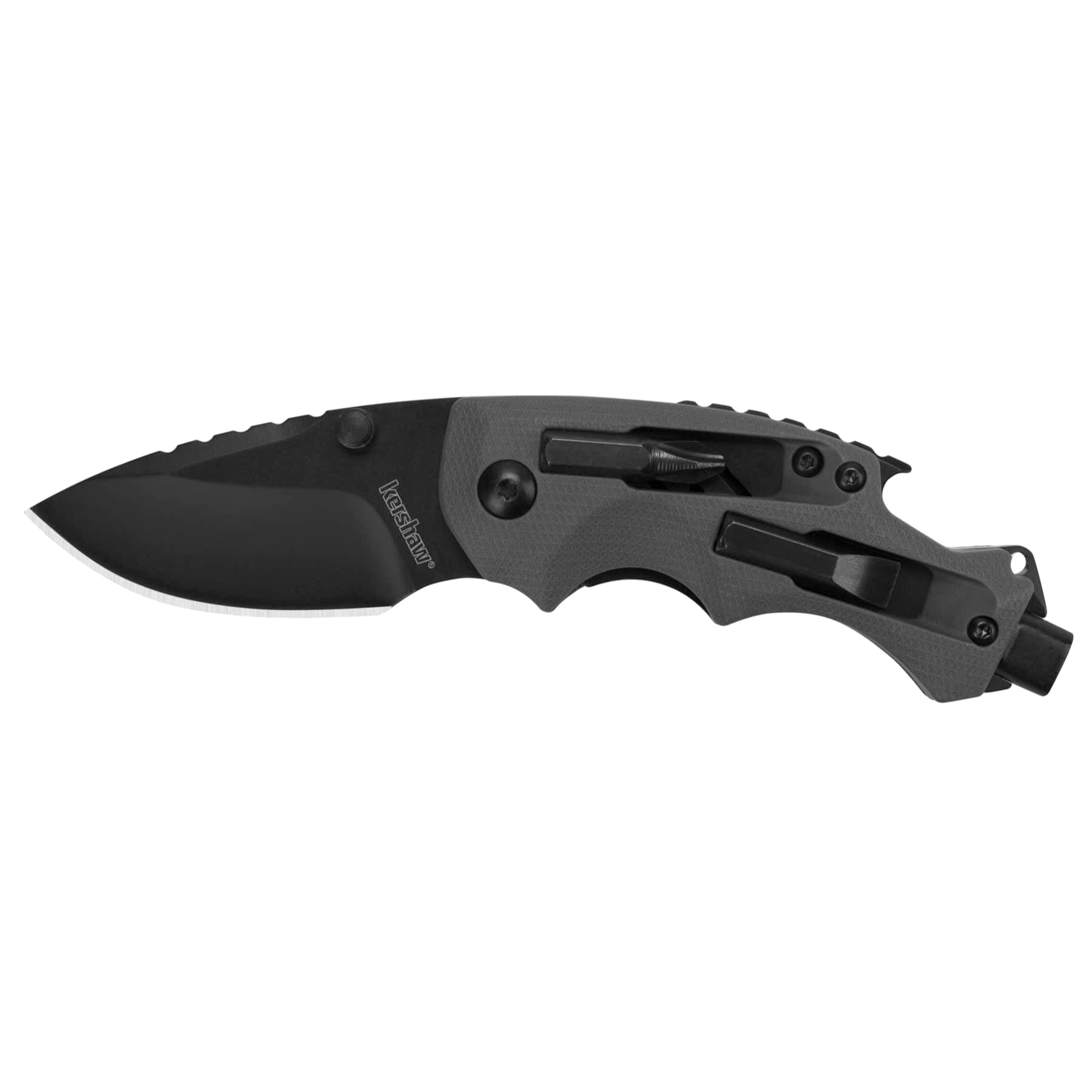 Shuffle DIY Compact Multifunction Pocket Knife (8720), 2.4 Inch 8Cr13MoV Steel Blade with Black Oxide Coating, Every Day Utility Knife with Carbon Strength and High Tech Function, 3.5 oz.,Gray
