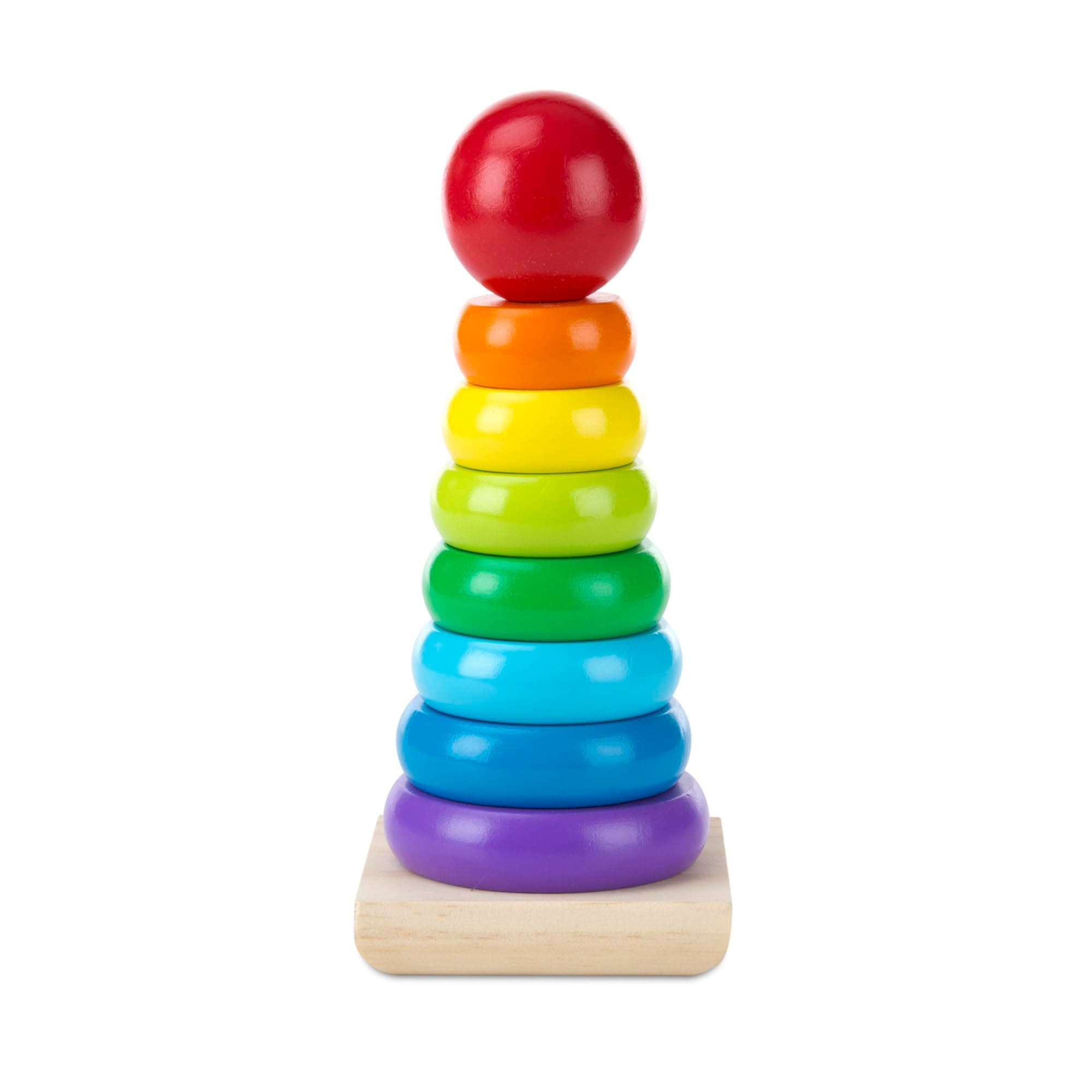 Rainbow Stacker Wooden Ring Educational Toy - Wooden Stacking Rings, Stacker Toys for Toddlers Ages 2+