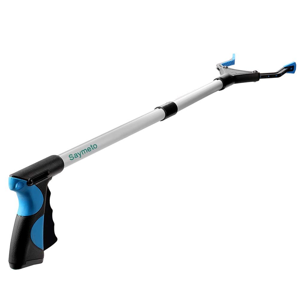 SaymetoGrabber Reacher Tool for Elderly, 32" Foldable Picker Upper Grabber, Long Handy Mobility Aids, Reaching Tool for Trash Claw Pick Up Stick, Litter Picker, Arm Extension (Blue1)