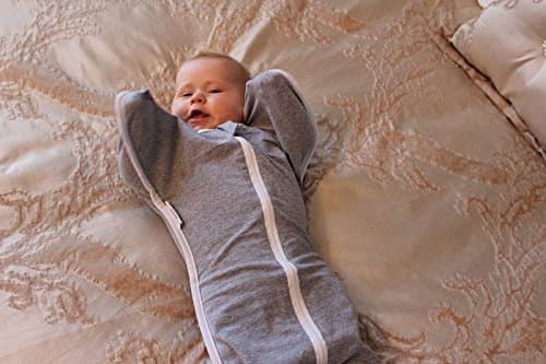 Baby Elastane Cotton Swaddle Wrap Original - Gray-Pink-Blue (Medium6-8.5kgs, Grey/White trim )