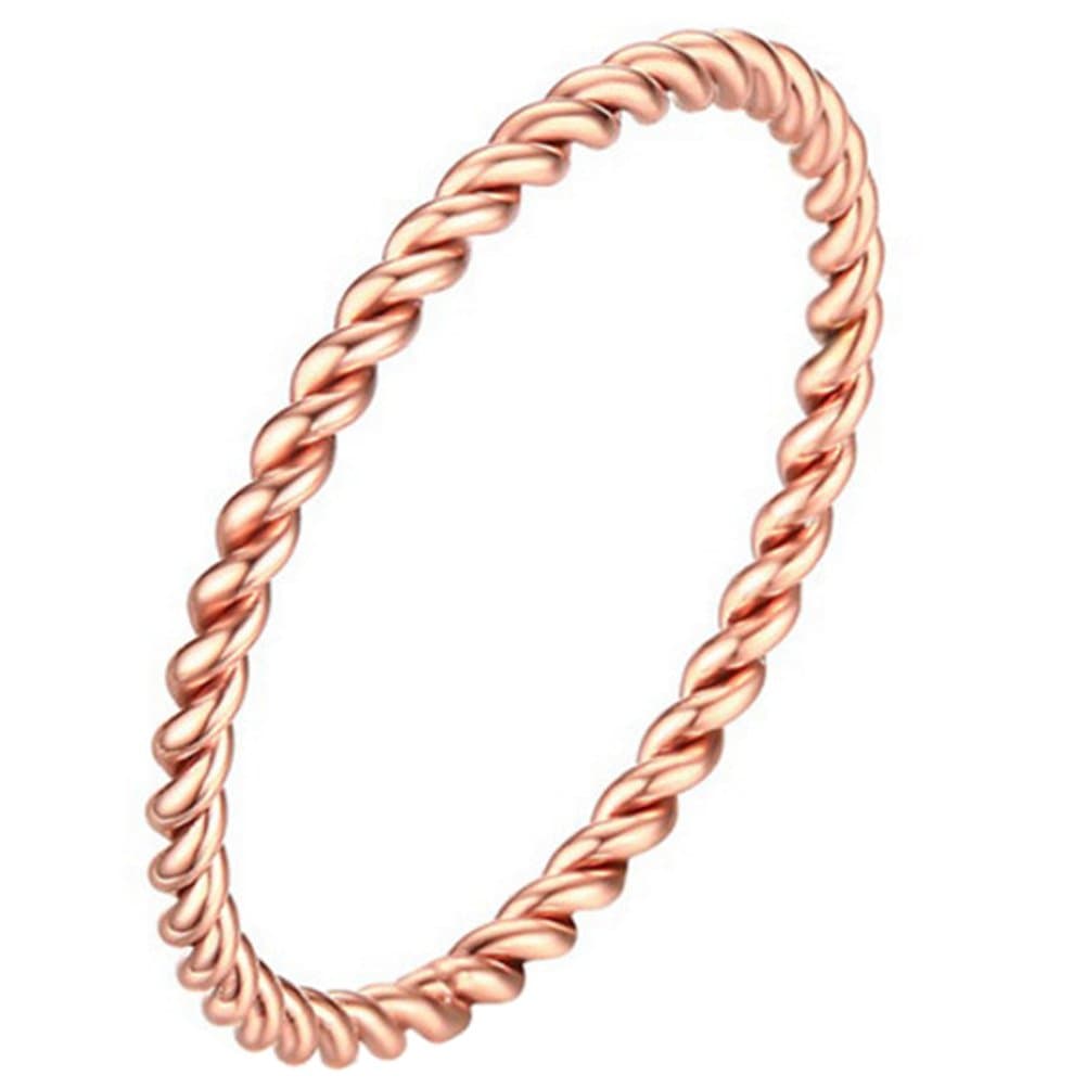 Women's Stainless Steel Stackable Wedding Band Twisted Rope Plain Ring Thin