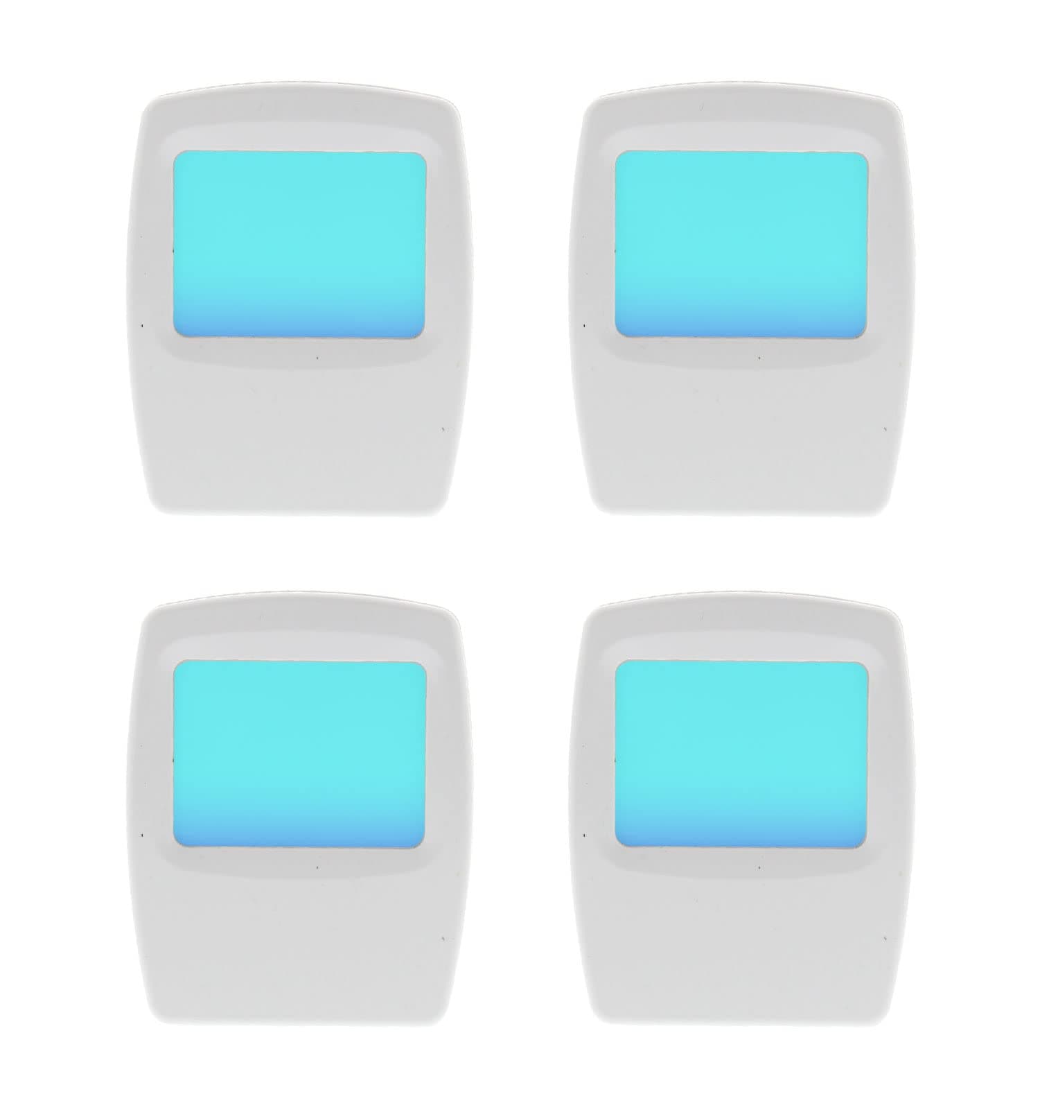AMERELLE Always-On Blue Night Light, 4 Pack (71282) - Slim, Plug-in, LED Light with a Soft, Cool Blue Glow - Slim Suitable for Bedrooms, Bathrooms, Hallways, Kitchen, or Nursery