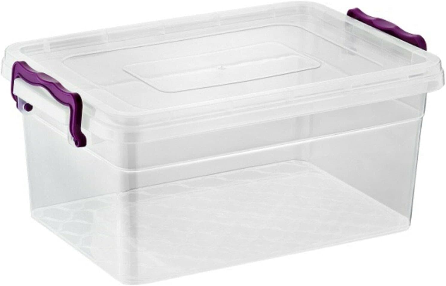 Easy Shopping® Clear Plastic Storage Box Lid Clip Locking Office Home Kitchen Food Container Multi-Purpose (0.6 Liter Square)