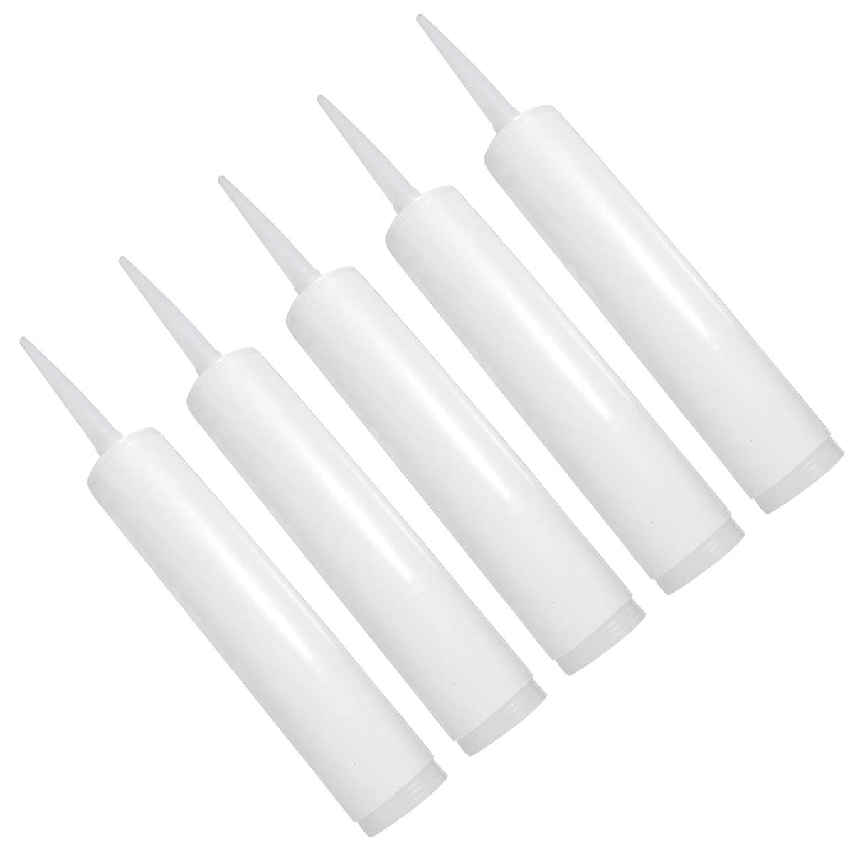 HEMOTON Empty Sealant Tubes 5 Pack Refillable Caulking Tubes with Plunger Cap for Home Repairs Grout Tile Sealing Compatible with Standard Caulking Tools 13 Inch