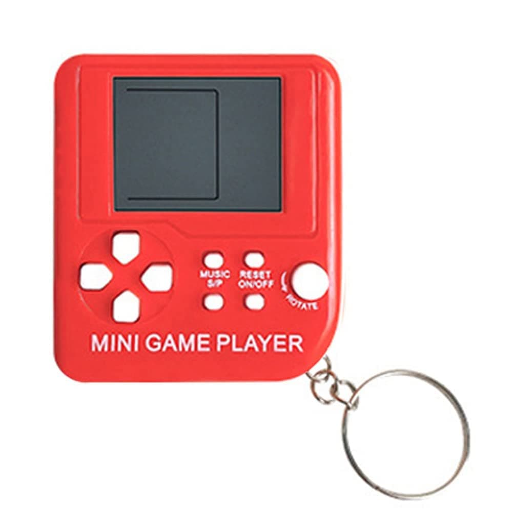 Mini Classic Games Player Keyring Retro Games Console Games with 26 Games Handheld Game Console Portable Mini Retro Game Player Decompression Toys for Video Game Fans (Red)