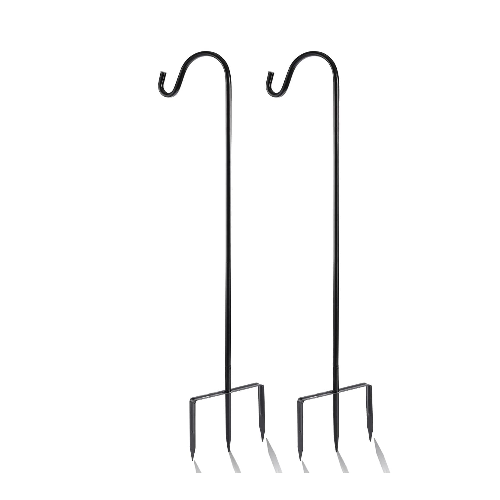 2 Pack Shepherd Hook Adjustable Height 31/24/16’’ 1/2 inch Thick Use at Weddings, Hanging Solar Lights, Lanterns, Bird Feeders, Metal Hanger Hook (Black, 31 inch). U.S. Patent.