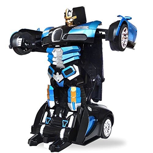 The Flyers Bay One Button Transforming Car into Robot with Cool Dance Features - Super Car, Blue