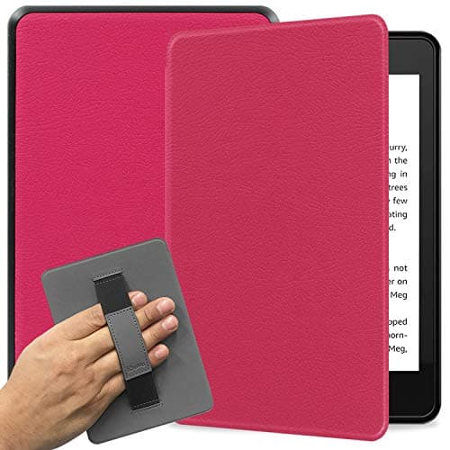 KHOMO Kindle Paperwhite Case 10th Generation 2018, Smart Shell Cover with Auto Sleep Wake Feature and Hand Strap - Hot Pink