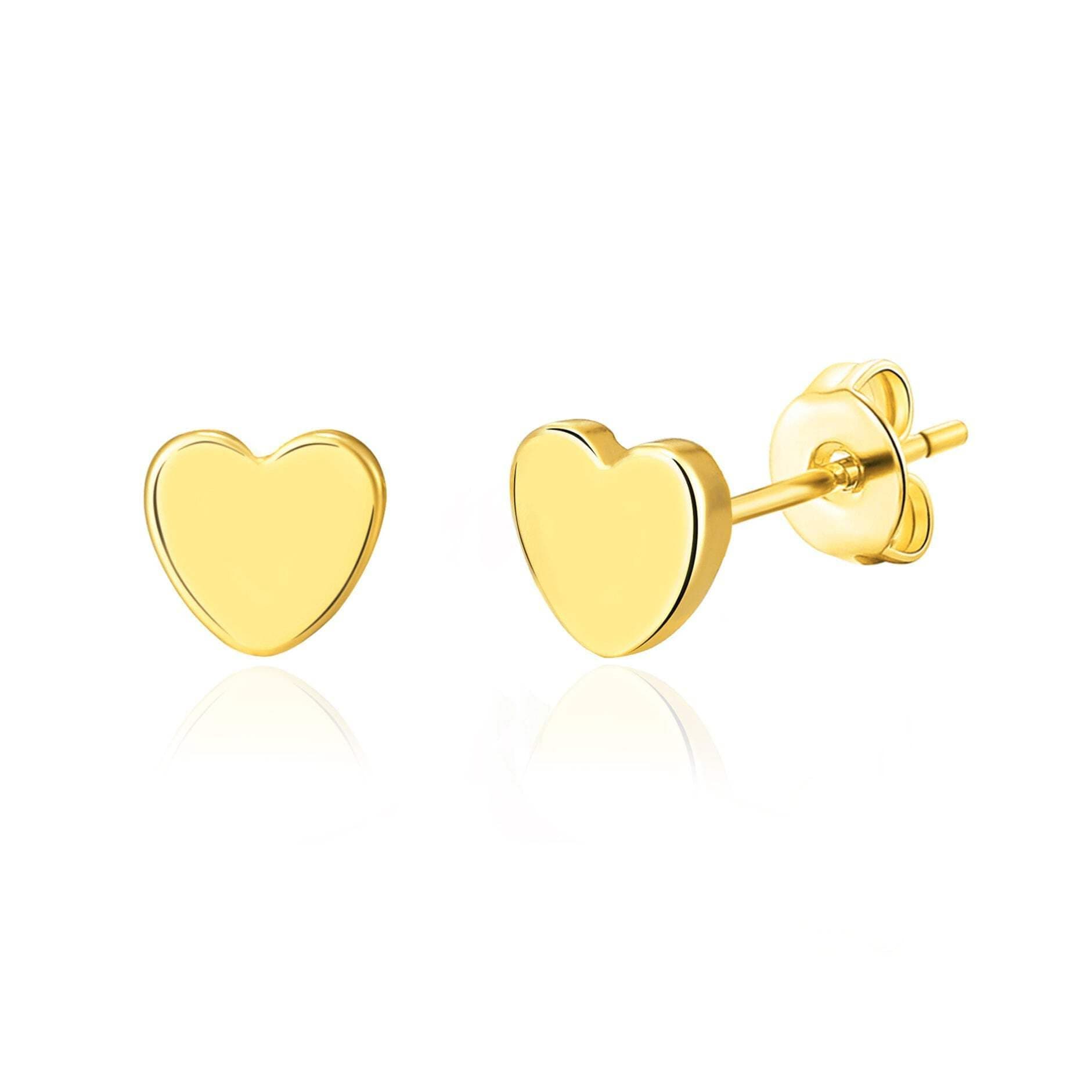 18k Gold Plated Heart Stud Earrings