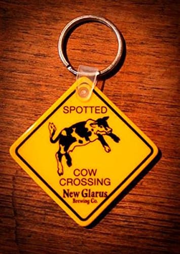 New Glarus Brewery Spotted Cow Keychain