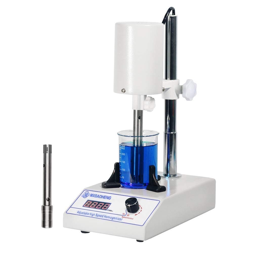 High Speed Homogenizer Lab Disperser Emulsifier 5~1000ml Speed Adjustable 6000~22000rpm w/ 2 Working Heads (110V)