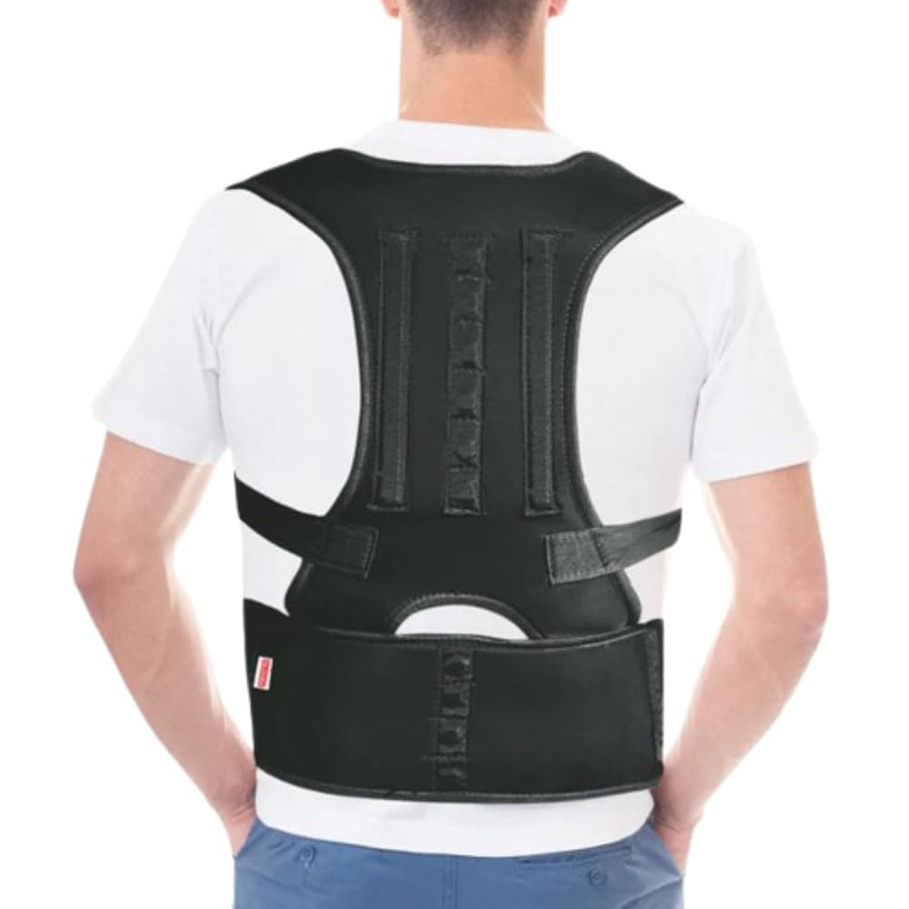 Dr.Ortho Posture Corrector Belt for Back & Shoulder, Back Support Belt for Men & Women, Neoprene,Back Straightener Brace for Spine & Body Posture Correction - One Size, Black