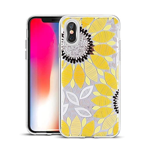 Luoming Clear Sunflower Design Case Cute Flowers Pattern Slim Soft Flexible TPU Silicone Back Cover Phone Case for iPhone Xs Max 2018 6.5 inch