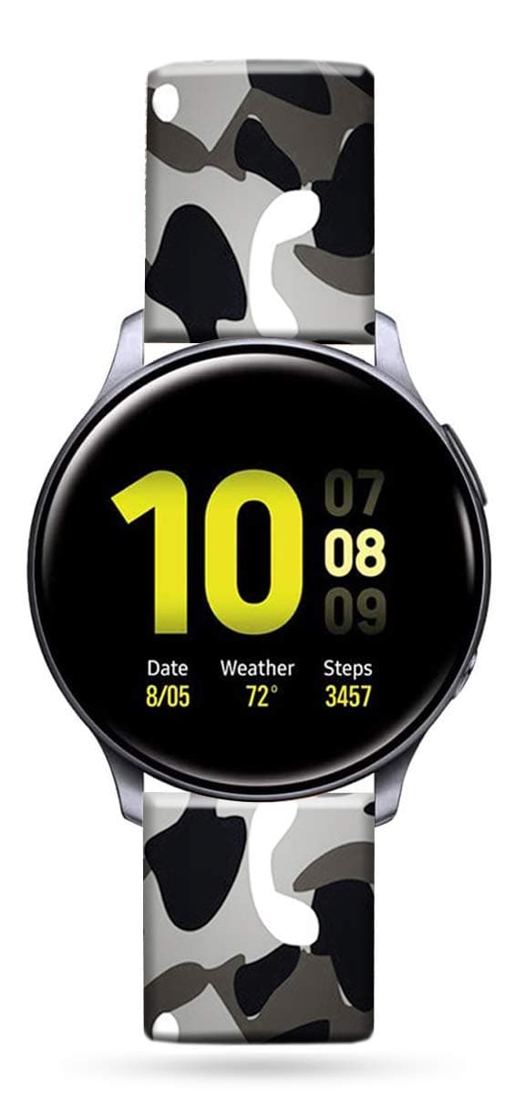 Viwell Silicone Fadeless Pattern Printed Replacement Bands Compatible Galaxy Watch Active 40mm Bands, 20mm Silicone Strap Sports Replacement Bracelet Wristband for Galaxy Watch 42mm Camouflage Strap