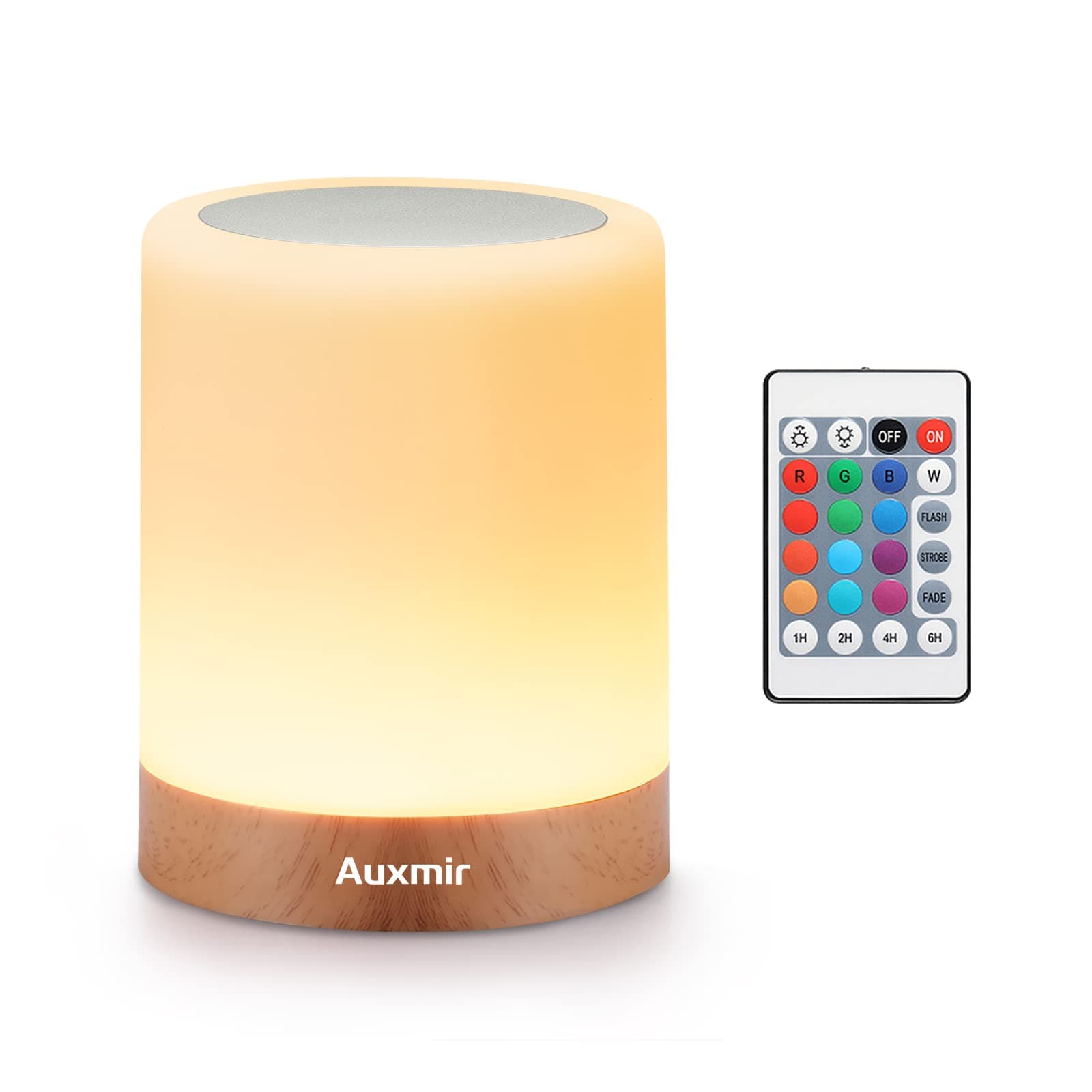 Auxmir Bedside Lamp Touch Dimmable Night Light with 4 Modes 13 Colours 5 Brightness LED Lamp Wireless USB Rechargeable with Timing Function & Remote Control for Decoration Bedroom Living Room