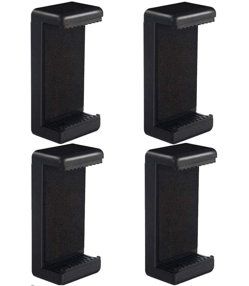 AcuvarUniversal Tripod Smartphone Mounts with Dual Mounting Points for iPhone, Android, and All Smartphones up to 3.5" Wide + Microfiber Cloth (4 Pack)