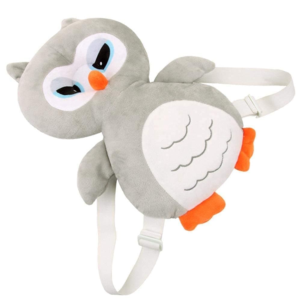 PSEUDO Baby Head Protector Cushion Plush Soft Toy Early Learning Toy Fall Protection Helmet Baby Head Protector Child Adjustable Shoulder Strap (Grey-Owl)