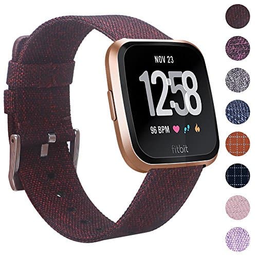 EZCO Bands Compatible with Fitbit Versa/Versa 2 / Versa Lite, Woven Fabric Breathable Watch Strap Quick Release Replacement Wristband Accessories Compatible Versa Smart Watch Women Man