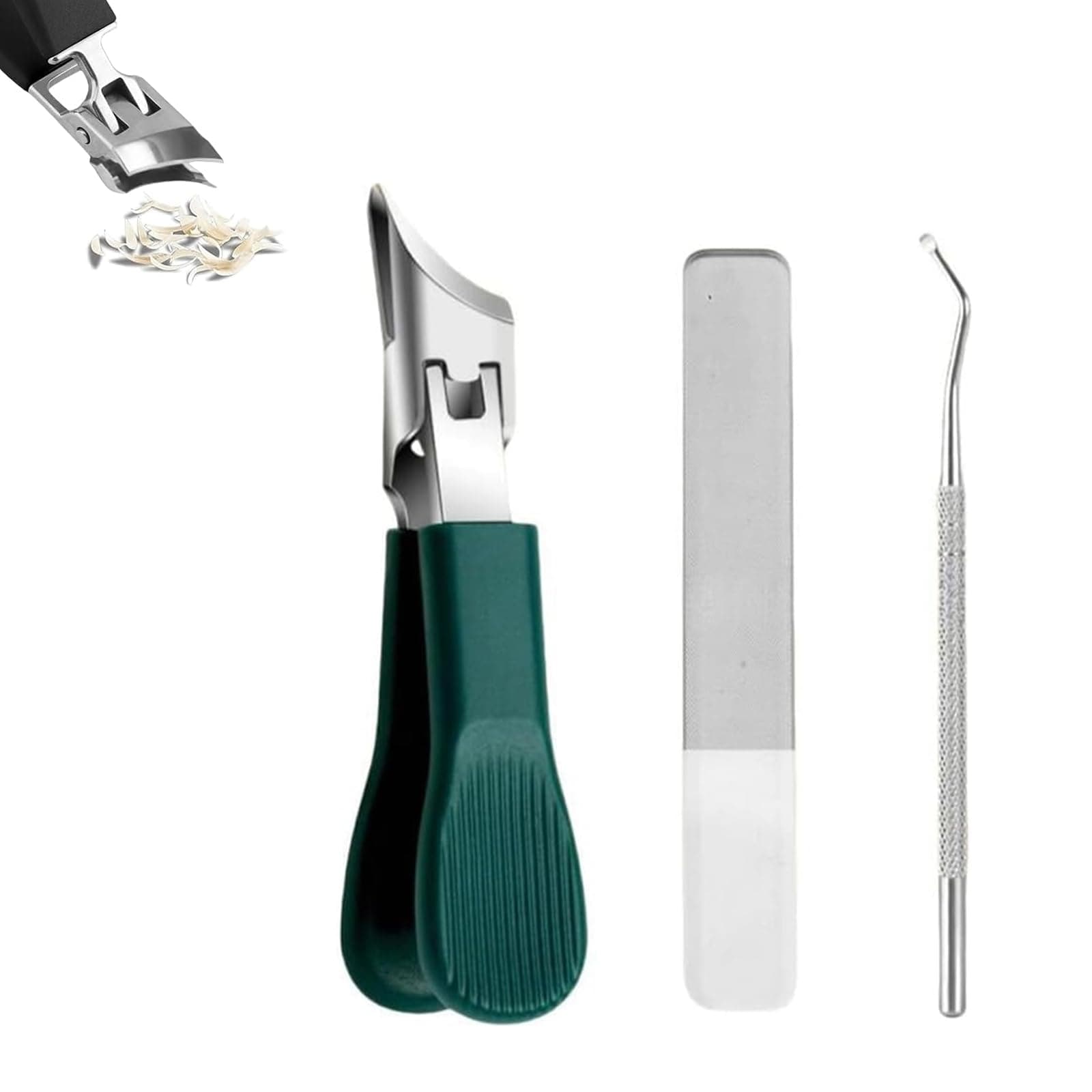 Eagle Beak Nail Clippers,Eagle Beak Beveled Nail Clippers,Wide Opening Heavy Duty Toe Nail Clipper,Ergonomic Ultra Sharp Nails File Cutter,Three Sets of Eagle Beak Beveled Nails Clippers (Green)