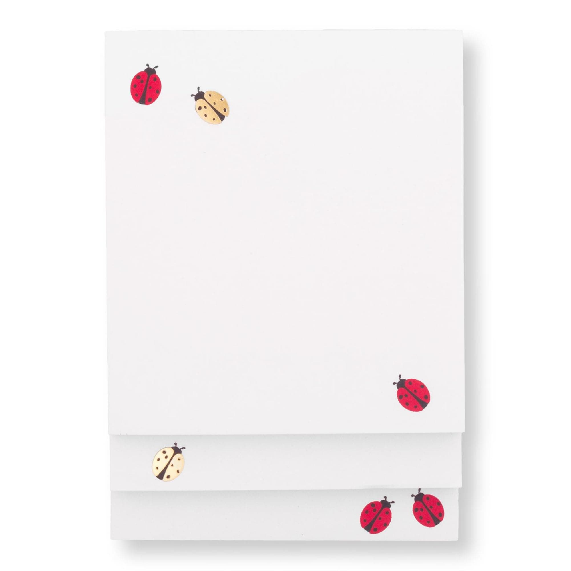 kate spade new york Stacked Notepad Assorted Sizes, Includes 3 Cute Notepads with 75 Sheets Each, Colorful Pads of Paper for Desk Notes (Ladybug Dot)
