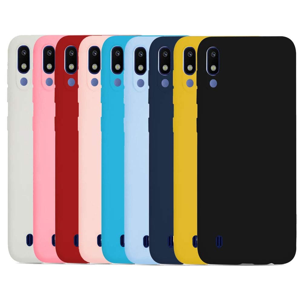 Mkej (9 Pack Case for Samsung Galaxy A10, Ultra-Thin Silicone Cover Soft Flexible Colour Candy (9 Colours) [ White + Pink + Red + Light pink + Blue + Light blue + Navy blue + Yellow + Black ]