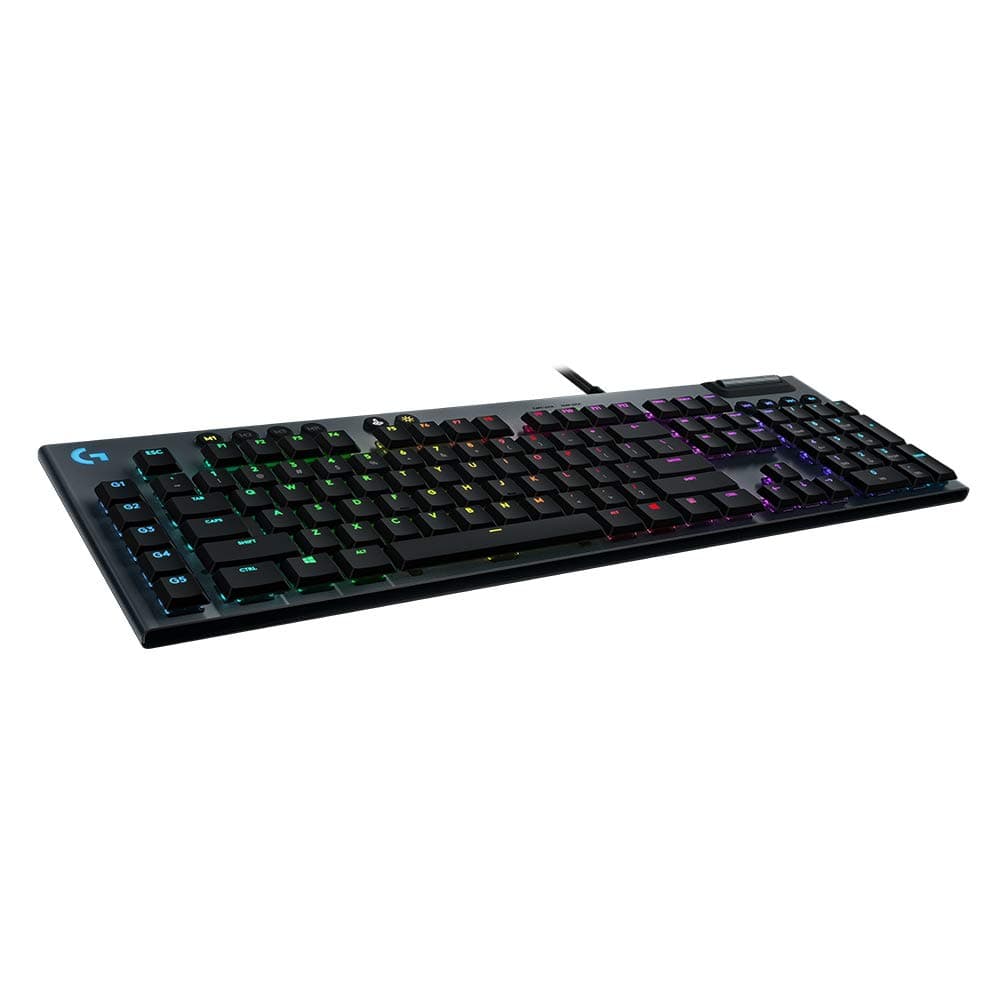 Logitech G815 LIGHTSYNC RGB Mechanical Gaming Keyboard with Low Profile GL Clicky key switch, 5 programmable G-keys, USB Passthrough, dedicated media control - Clicky,Black
