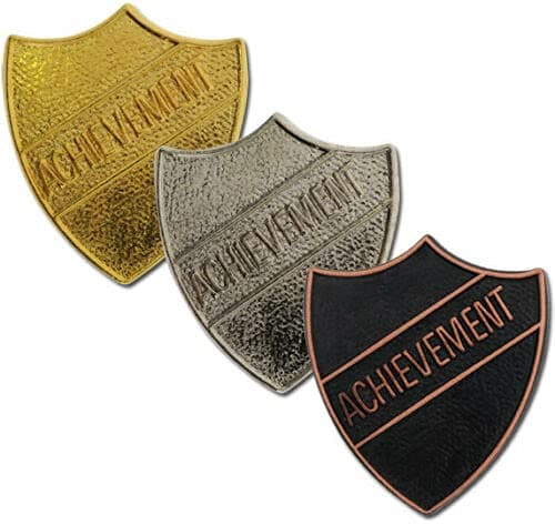 Achievement Shield Metal Pin Badges (Silver)
