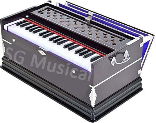 SG Musical Harmonium - 3 1/4 Octave, Double Bellow, 39 Keys, Black, Wooden Body, 2 Reeds (Bass - Male), 22 x 12 x 10 Inch, Yoga, Bhajan, Kirtan