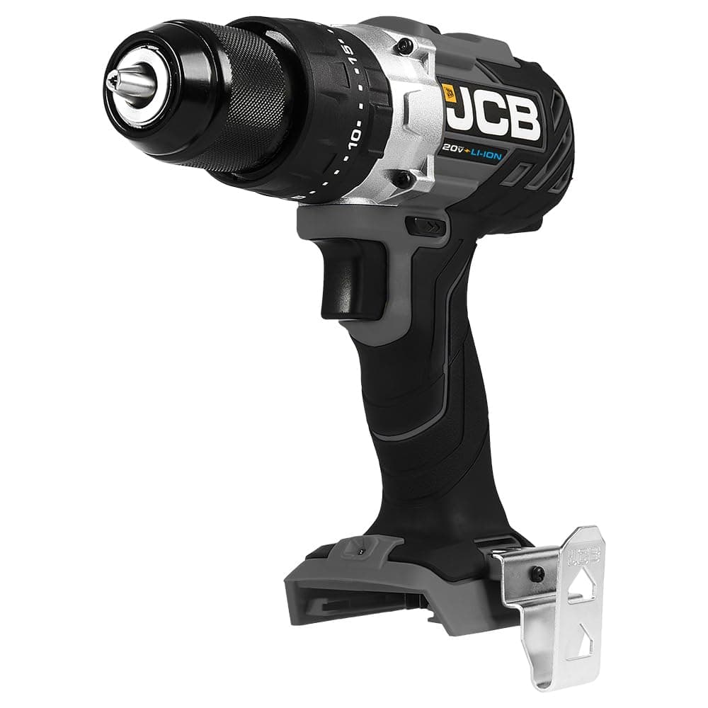 JCBTools - JCB 20V Cordless Brushless Hammer Drill Driver Power Tool - Variable Speed - No Battery - For Home Improvement, Concrete and Masonry Drilling, Screw Driving, Drill or Hex Bits - Bare Unit