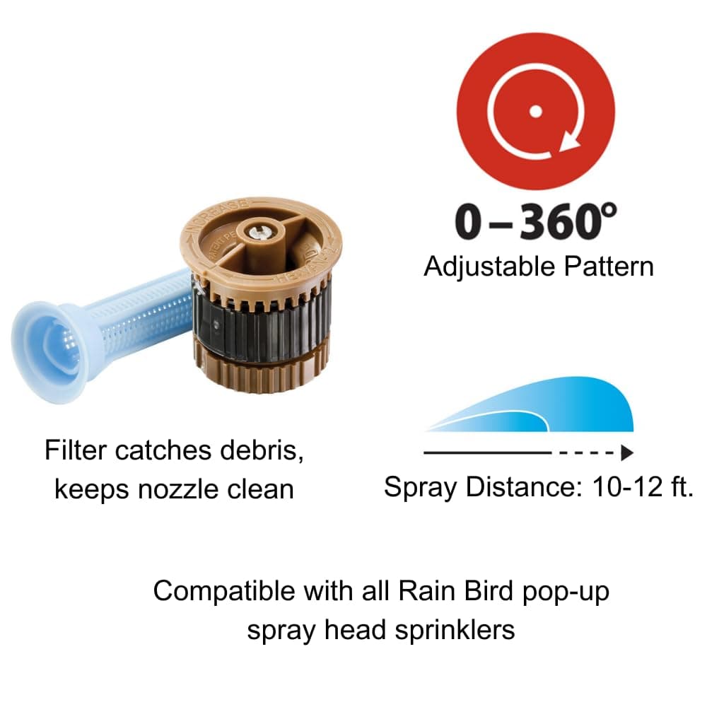 Rain Bird HEVAN12 High-Efficiency Spray Nozzle, 0° - 360° Adjustable Pattern, 10' - 12' Spray Distance