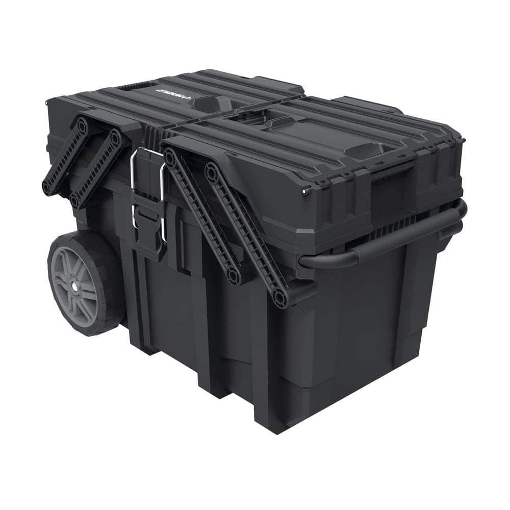 HUSKY Cantilever Tool Box - 25 in. Plastic Tool Box Organizer, Portable Rolling Tool Storage Box, Design Heavy Duty with Flip-Out Trays, 18 Compartments, Handle and Stronger Wheels YEOH Work Gloves