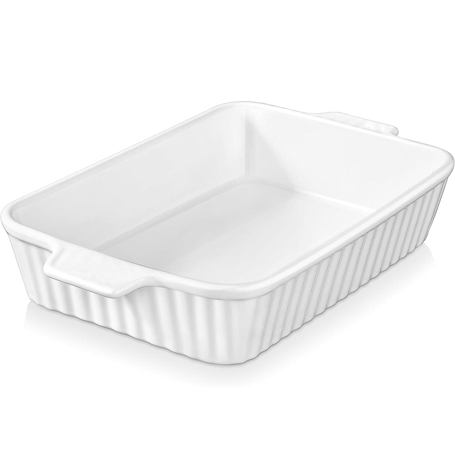 Casserole Dish, 39 * 22 CM Ceramic Baking Dish, Large Lasagna Pan Deep, Casserole Dishes for Oven, 135 oz Deep Baking Pan with Handles, Oven Safe and Durable Bakeware for Lasagna, Roasts, White