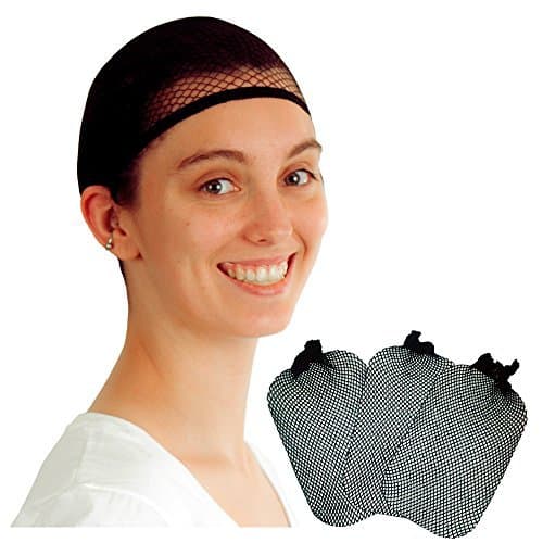 Taj Wigs - Net Wig Caps - Universal Stretchable Mesh Wig Caps for Short and Long Hair - Open Ended Glueless Elastic Spandex Black Caps - Pack of 3