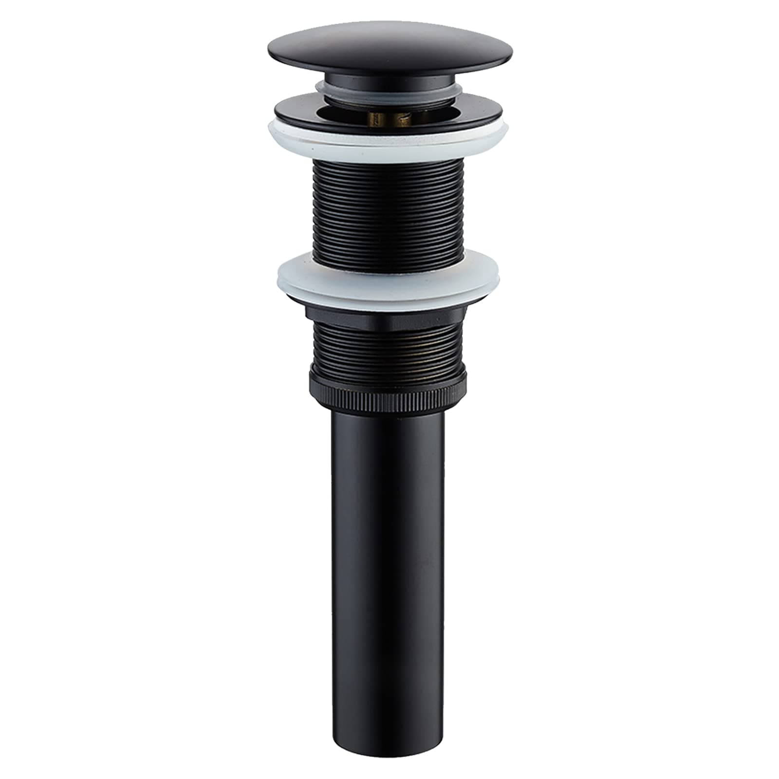 Bathroom Vessel Sink Drain Stopper Black Solid Brass Pop up Drain Without Overflow for Basin Sink Lavatory Vanity Sink